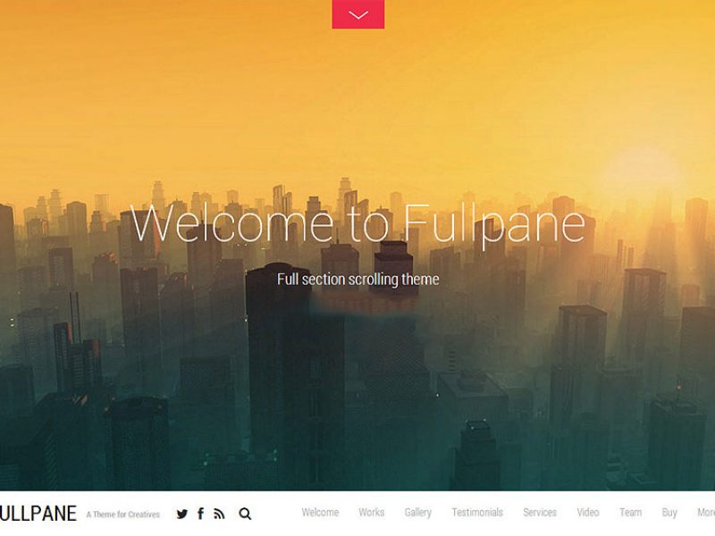 fullpane website theme with bottom header